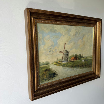 Detailed Landscape Oil Painting "Dutch Windmill" Classic Artwork Holland Art Shop