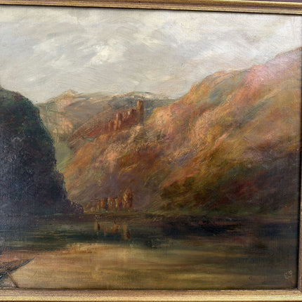 19th Century Antique Landscape Oil Painting "River Gorge" Art Holland Art Shop