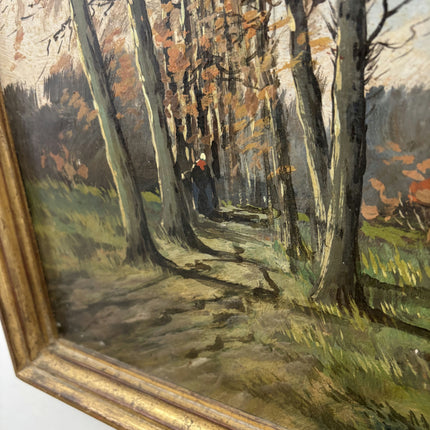 19th Century Antique Landscape Oil Painting "Autumn Trees" Art Holland Art Shop