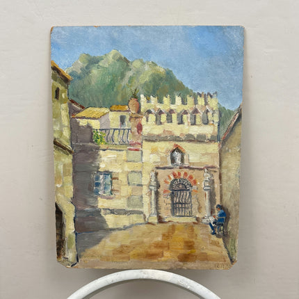 Vintage Cityscape Oil Painting "Arched Gate" Rustic Italian Artwork Holland Art Shop
