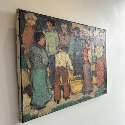 Timeless Figurative Oil Painting "Crowded Figures" Rustic Artwork Holland Art Shop