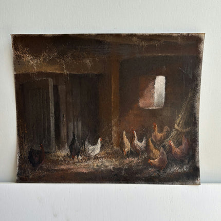 Timeless Animals Pastel "Group Chickens" Elegant Small Artwork Holland Art Shop