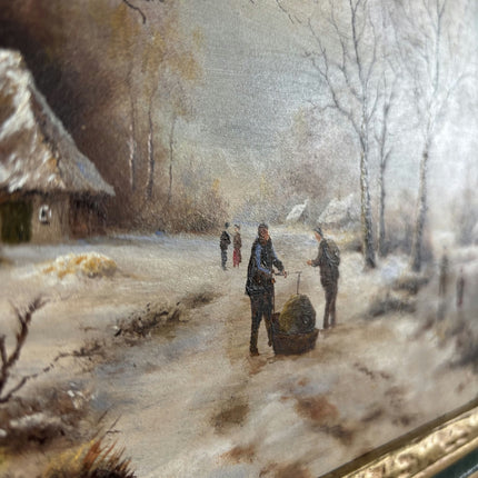 Classic Winter Landscape Oil Painting "Winter Village" Refined Artwork Holland Art Shop