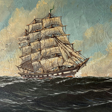 Classic Seascape Oil Painting "Sailing Ship" Original Large Artwork Holland Art Shop