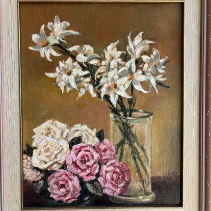 Timeless Floral Still Life Oil Painting "Pink Roses" Traditional Spanish Art Holland Art Shop