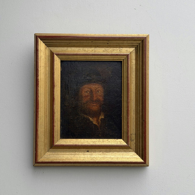 Antique Portrait Oil Painting "Gilded Frame" Handcrafted Small Artwork Holland Art Shop