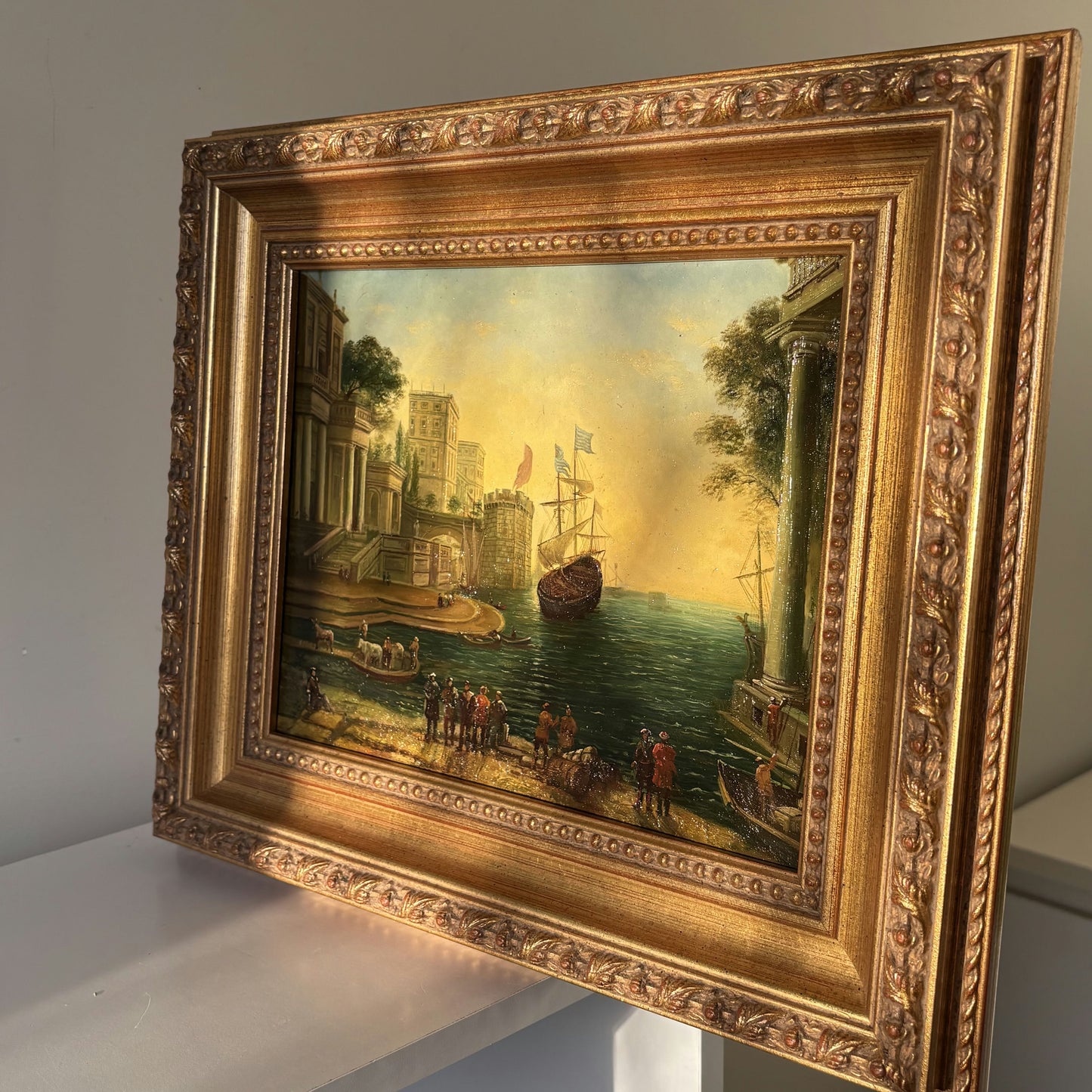 Fine Oil Painting Harbor Scene "Harbor Scene" Figurative French Artwork