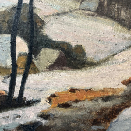 19th Century Antique Winter Landscape Oil Painting "Snowy Hills" Large Art Holland Art Shop