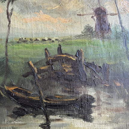 Timeless Landscape Oil Painting "Fishing Boat" Vintage Art Holland Art Shop