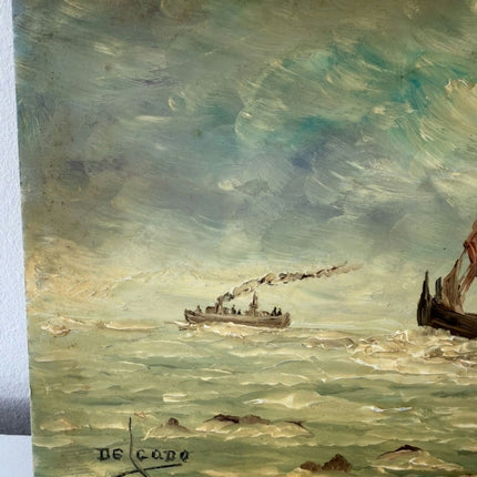 Handcrafted Seascape Oil Painting "Sailing Boat" Detailed Small Artwork Holland Art Shop