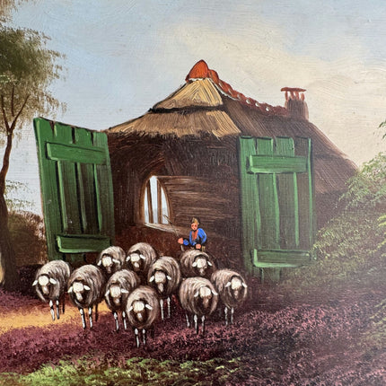 Detailed Landscape Oil Painting "Sheep Flock" Authentic Large Art Holland Art Shop