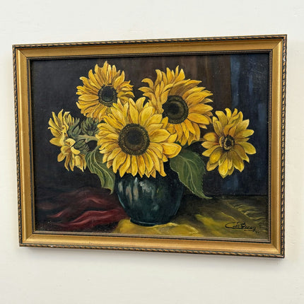 Handcrafted Floral Still Life Oil Painting "Sunflower Bouquet" Artwork Holland Art Shop