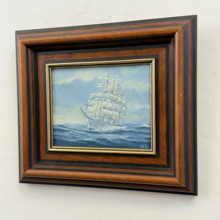 Authentic Seascape Oil Painting "Sailing Ship" Timeless Small Artwork Holland Art Shop