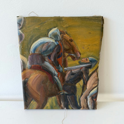 Authentic Figurative Oil Painting "Mounted Knight" Rustic Small Artwork Holland Art Shop