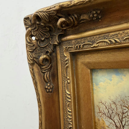 Handcrafted Winter Landscape Oil Painting "Gilded Frame" Timeless Small Art Holland Art Shop