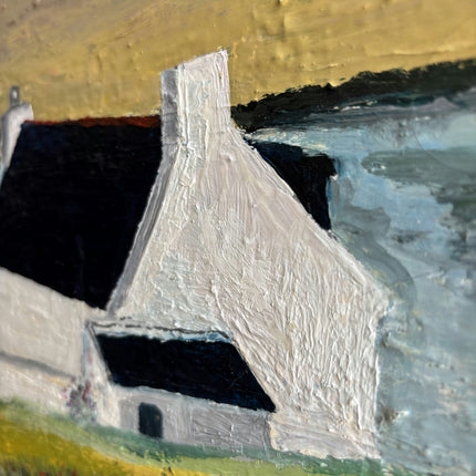 Refined Seascape Oil Painting "White Cottage" Classic Artwork Holland Art Shop