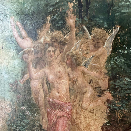 19th Century Antique Figurative Oil Painting "Dancing Nymph" Small Artwork Holland Art Shop