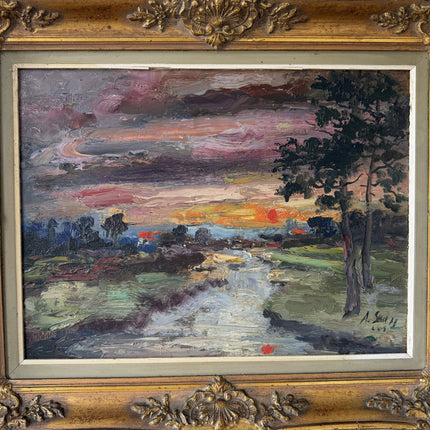 Traditional Landscape Oil Painting "Gilded Frame" Original Art Holland Art Shop