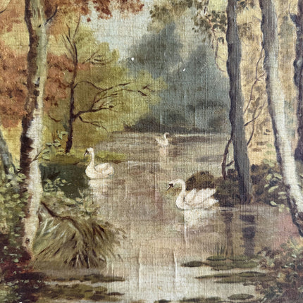 Antique Landscape Oil Painting "Swan Pair" Timeless Small Art Holland Art Shop