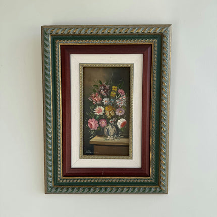 Vintage Floral Still Life Oil Painting "Floral Vase" Rustic Small Art Holland Art Shop