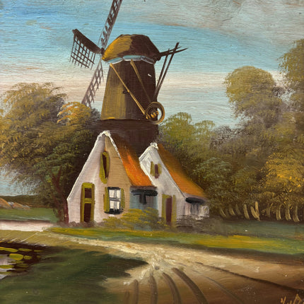 Elegant Landscape Oil Painting "Thatched Windmill" Traditional Art Holland Art Shop
