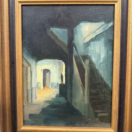 Elegant Cityscape Oil Painting "Stone Passage" Expressive Art Holland Art Shop