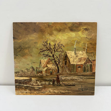 Detailed Winter Landscape Oil Painting "Thick Paint" Traditional Small Art Holland Art Shop