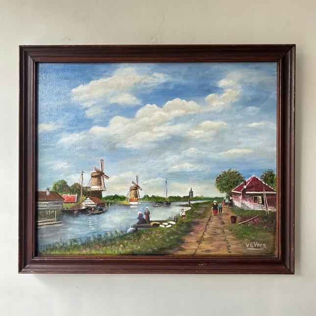 Expressive Harbor Scene Oil Painting "Canvas Back" Authentic Artwork Holland Art Shop