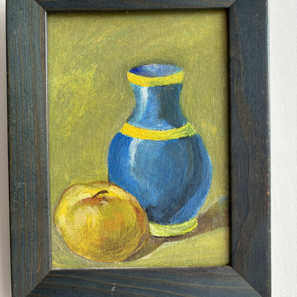 Rustic Still Life Oil Painting "Blue Vase" Detailed Small Art Holland Art Shop
