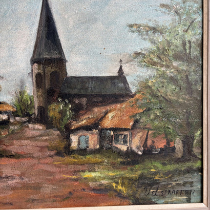 Rustic Cityscape Oil Painting "Village Church" Refined Dutch Art Holland Art Shop