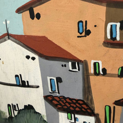 Handcrafted Scenery Oil Painting "Village Houses" Expressive Small Art Holland Art Shop