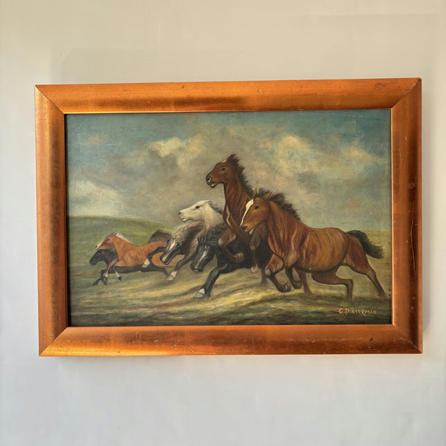 Timeless Animals Oil Painting "Running Horses" Original Artwork Holland Art Shop