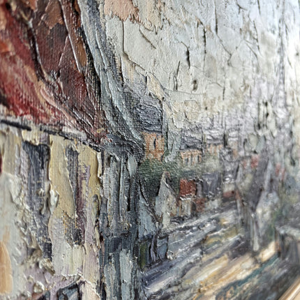 Detailed Cityscape Oil Painting "Framed Painting" Rustic Large Artwork Holland Art Shop