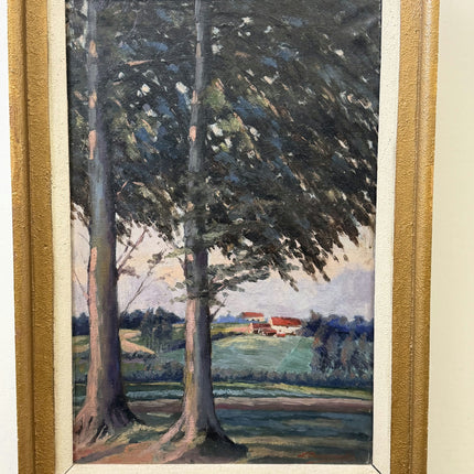 Traditional Landscape Oil Painting "Twin Trees" Detailed Artwork Holland Art Shop