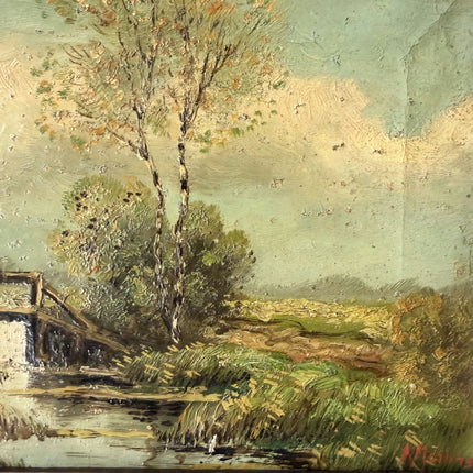 Original Landscape Oil Painting "Ornate Frame" Authentic Small Artwork Holland Art Shop