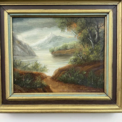 Vintage Landscape Oil Painting "Mountain Lake" Traditional Small Art Holland Art Shop
