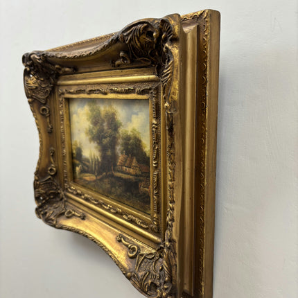 Antique Landscape Oil Painting "Gilded Frame" Traditional Small Artwork Holland Art Shop