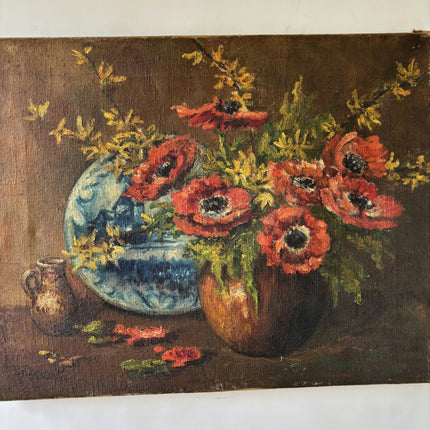 Detailed Flowery Still Life Oil Painting "Red Poppies" Classic Artwork Holland Art Shop