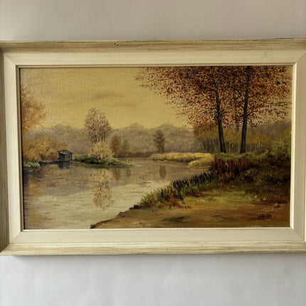 1939 Landscape Oil Painting "Autumn Trees" Artwork Holland Art Shop