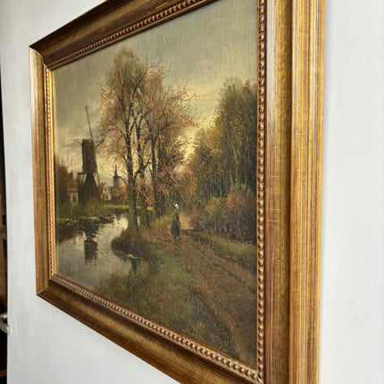 Refined Landscape Oil Painting "Windmill Tower" Detailed Artwork Holland Art Shop
