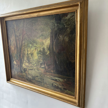 19th Century Antique Animals Oil Painting "Forest Deer" Art Holland Art Shop