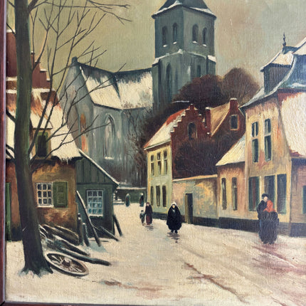 1941 Winter Landscape Oil Painting "Snowy Village" Art Holland Art Shop