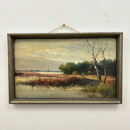 Vintage Landscape Oil Painting "Birch Tree" Handcrafted Art Holland Art Shop