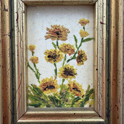 Rustic Flowery Still Life Oil Painting "Worn Backboard" Refined Small Art Holland Art Shop