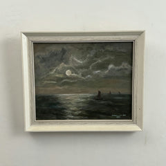 Detailed Seascape Oil Painting "Sailing Boat" Vintage Small Artwork Holland Art Shop
