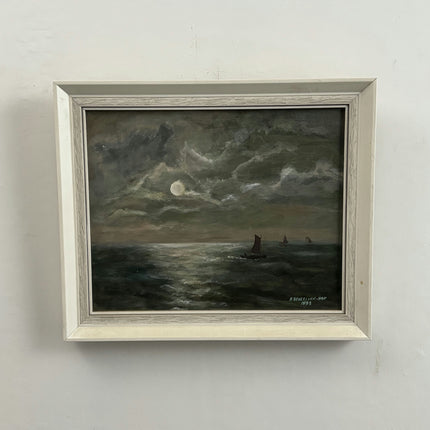 Detailed Seascape Oil Painting "Sailing Boat" Vintage Small Artwork Holland Art Shop