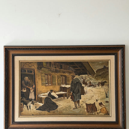Rustic Figurative Oil Painting "Wooden Frame" Traditional Large Artwork Holland Art Shop