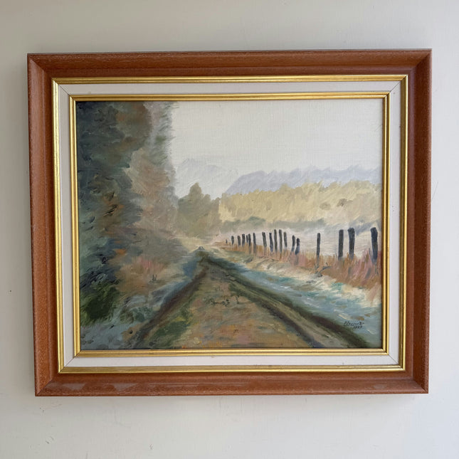 Handcrafted Landscape Oil Painting "Wooden Fence" Authentic Artwork Holland Art Shop