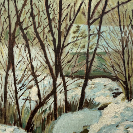 Classic Winter Landscape Oil Painting "Snow Stream" Refined Small Art Holland Art Shop