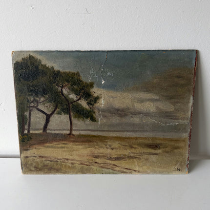 Vintage Landscape Oil Painting "Coastal Pines" Expressive Small Artwork Holland Art Shop